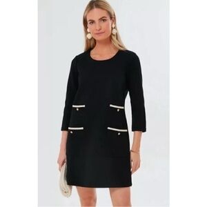 NWOT Tuckernuck Black Francoise Mod Mini Dress with gold buttons